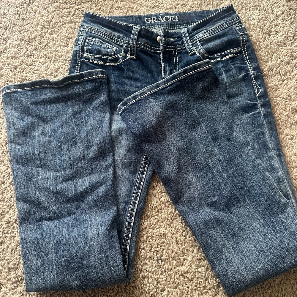 Girls Grace Dark Blue Boot Cut Jeans